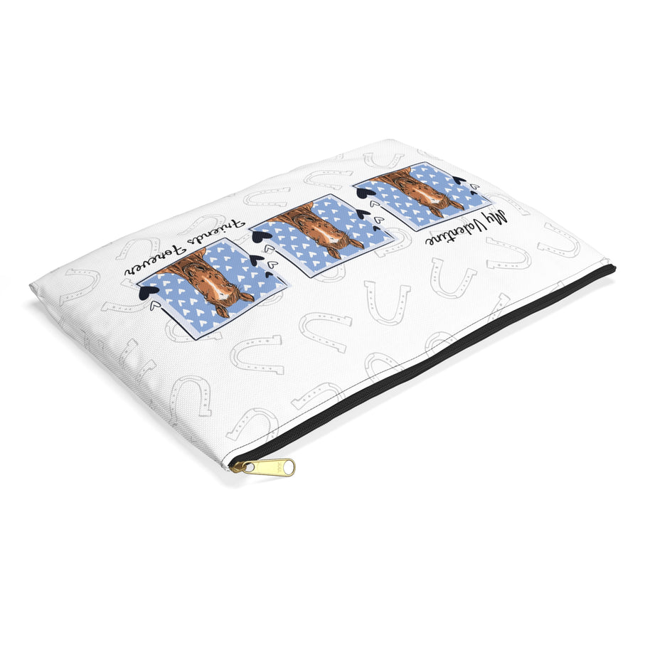 Personalized Horse Lover Accessory Pouch — “Mr. Steal Your Heart” Blue Hearts