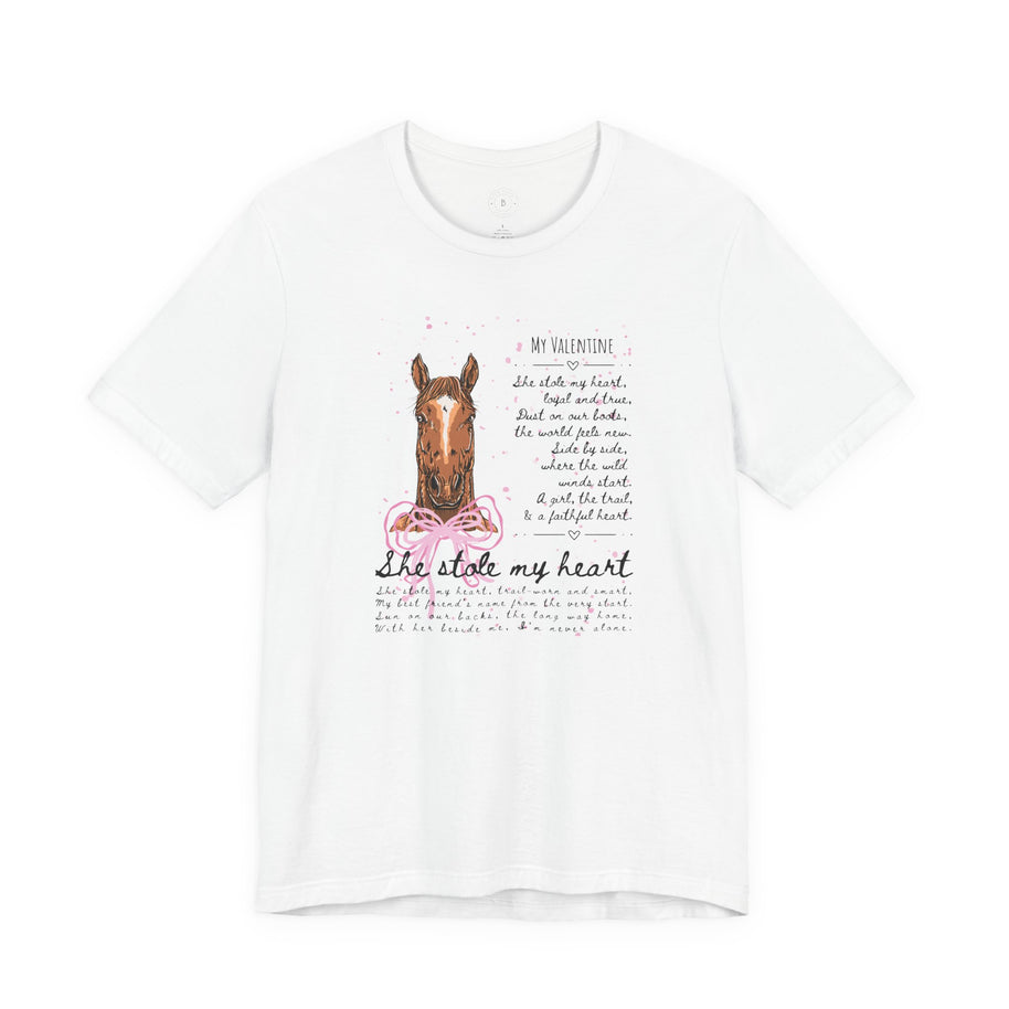 She Stole My Heart Horse Lover Tee — Personalized Illustrated Horse Portrait Shirt