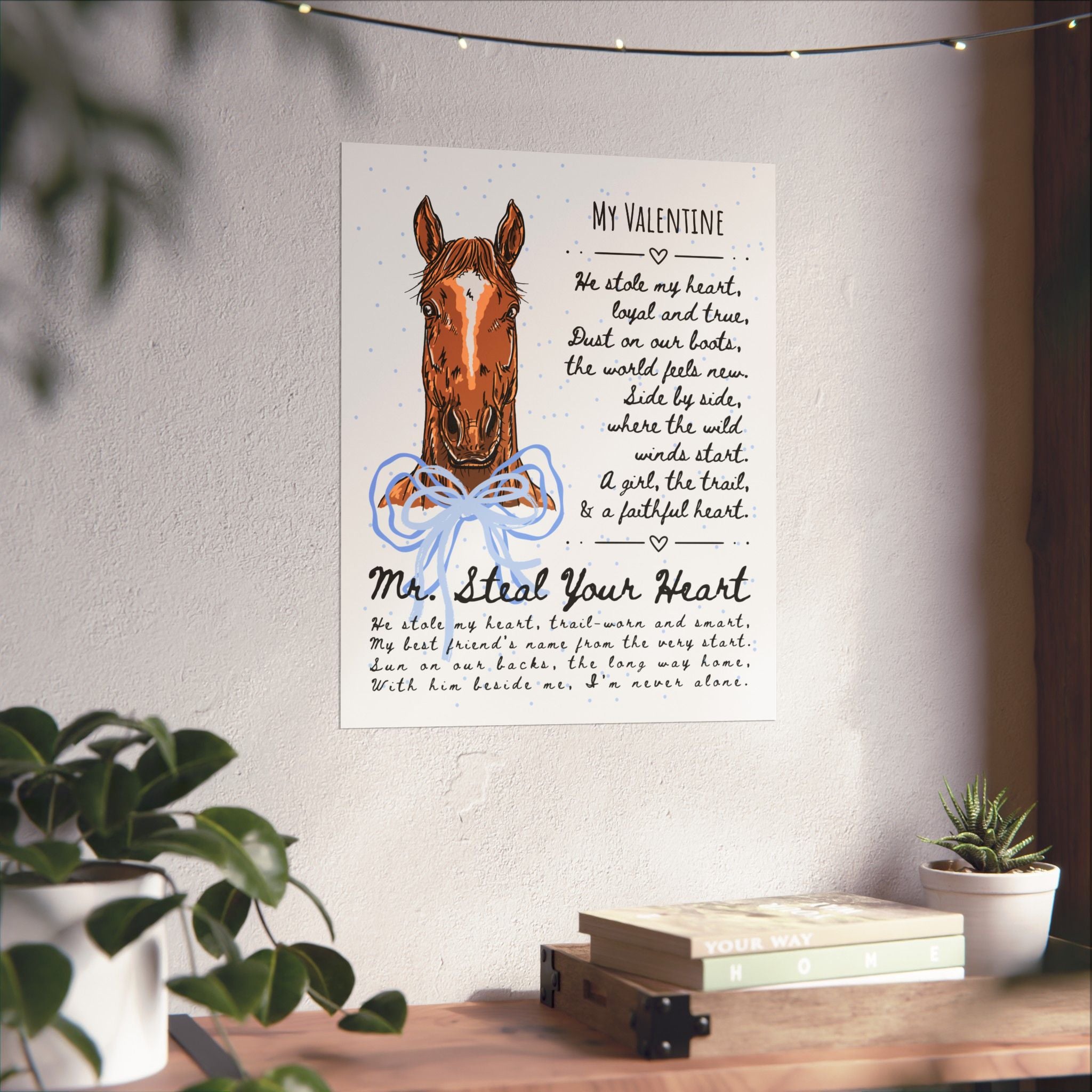 Personalized Horse Poster — “Mr. Steal Your Heart” Poem Wall Art (Matte Vertical)