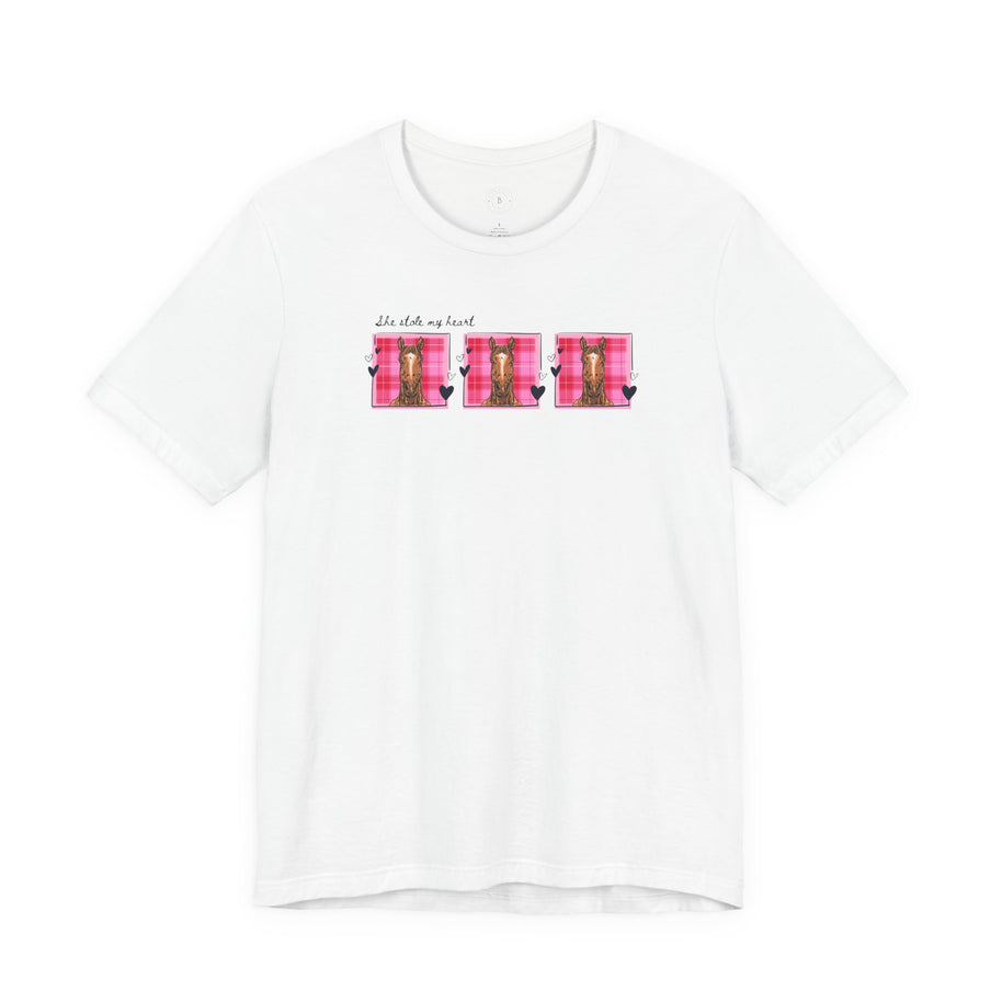 Pink Vintage 'She Stole My Heart' Horse Tee