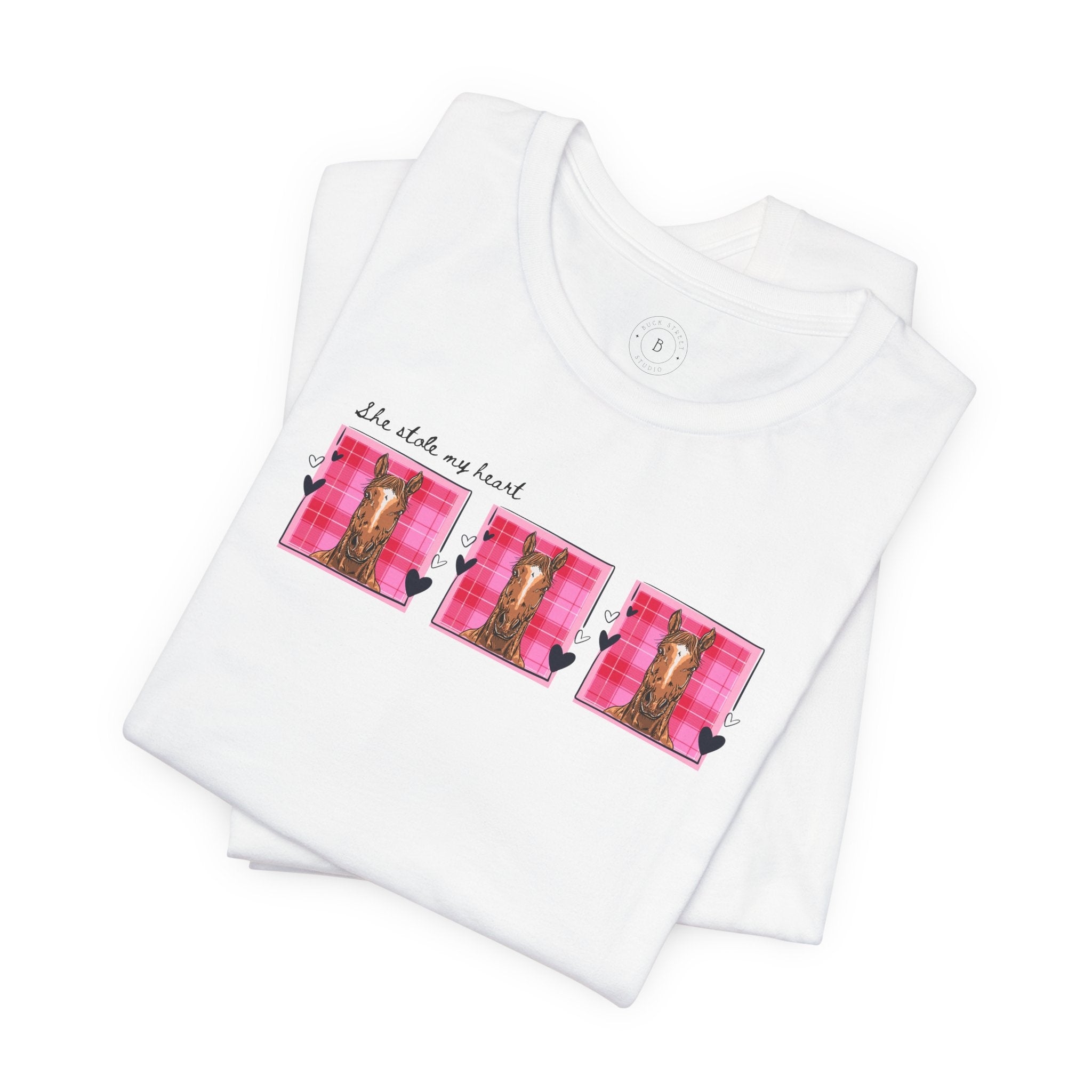 Pink Vintage 'She Stole My Heart' Horse Tee