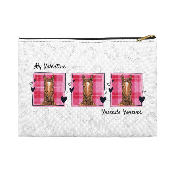 Personalized Horse Lover Accessory Pouch — "She Stole My Heart" Pink Tartan