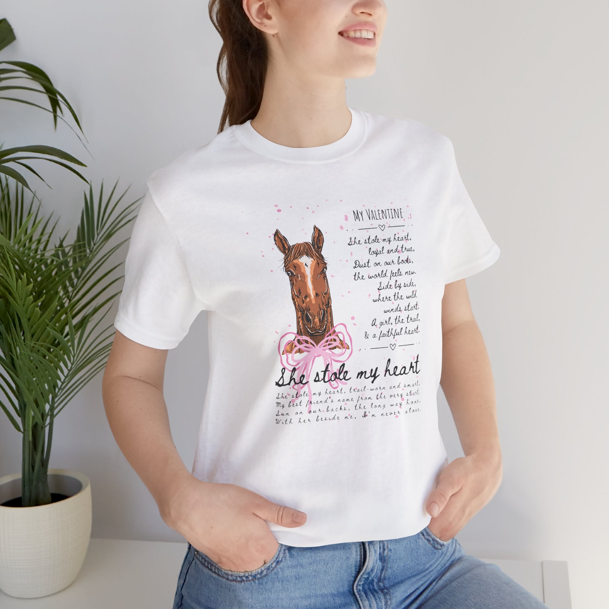 She Stole My Heart Horse Lover Tee — Personalized Illustrated Horse Portrait Shirt