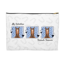 Personalized Horse Lover Accessory Pouch — “Mr. Steal Your Heart” Blue Hearts