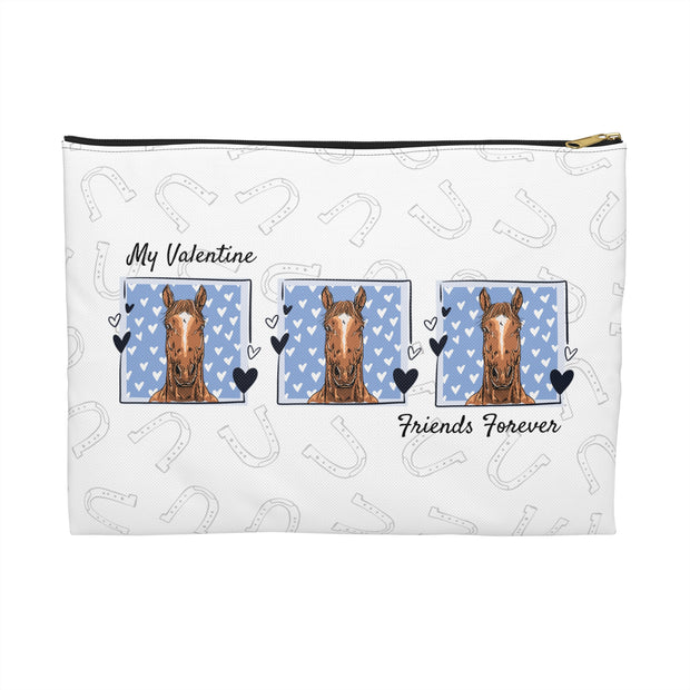 Personalized Horse Lover Accessory Pouch — “Mr. Steal Your Heart” Blue Hearts