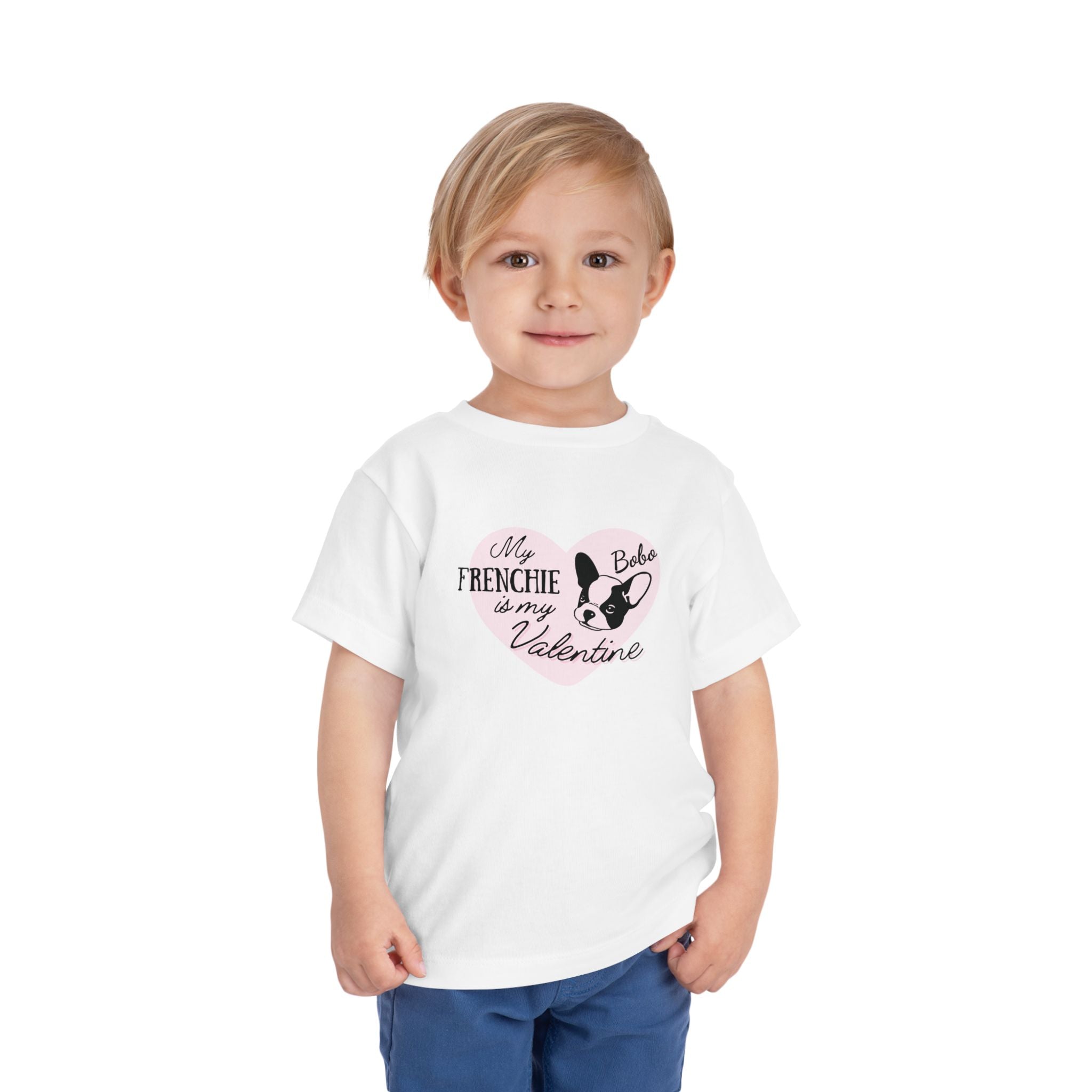 My Frenchie Is My Valentine Toddler Tee — Personalized French Bulldog Valentine Shirt