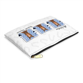 Personalized Horse Lover Accessory Pouch — “Mr. Steal Your Heart” Blue Hearts