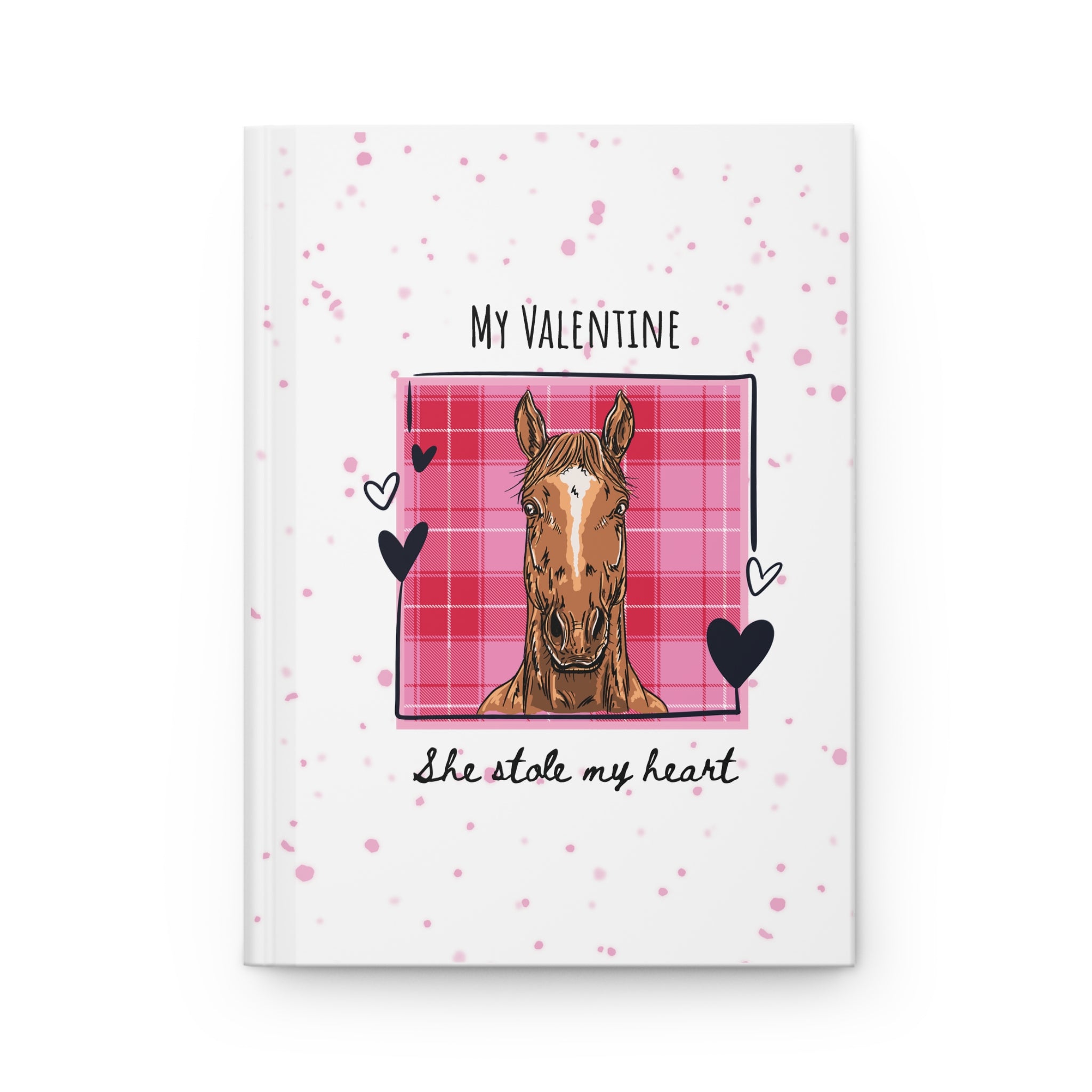 Personalized Horse Hardcover Journal — Cute Pink Tartan 