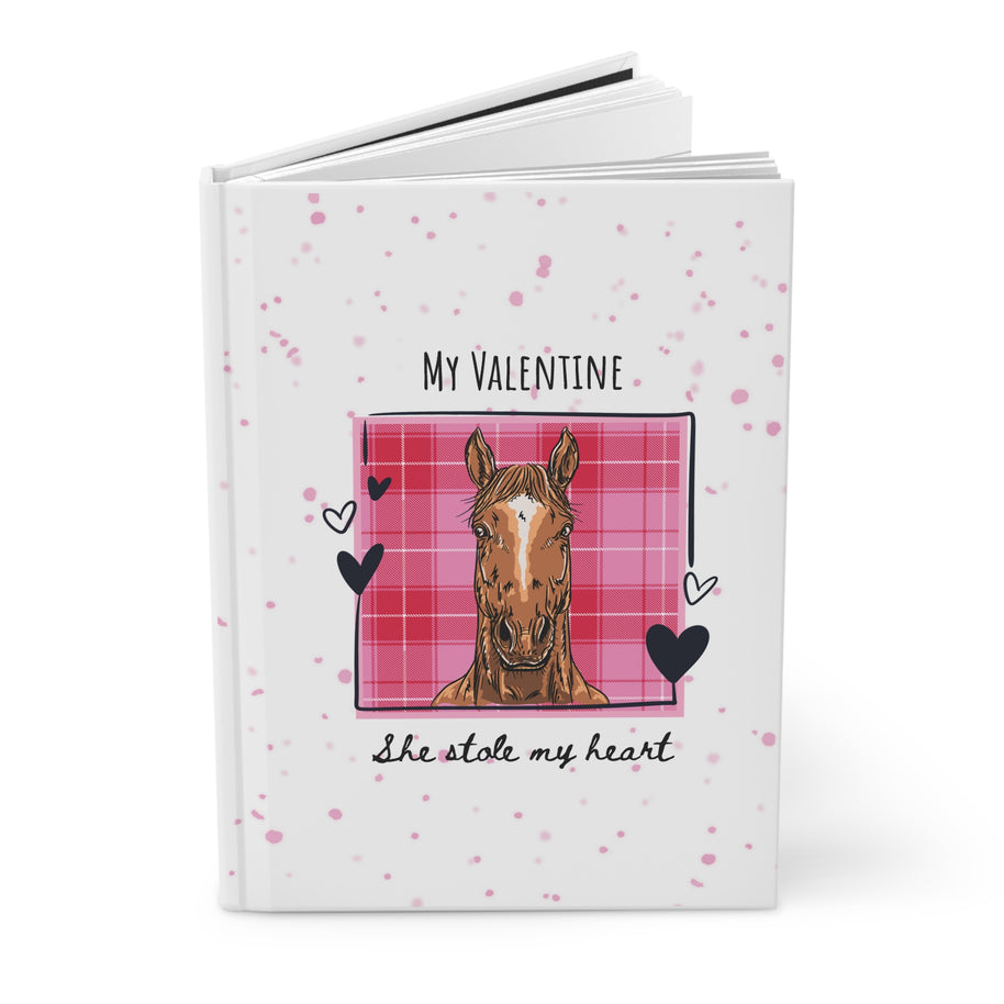 Personalized Horse Hardcover Journal — Cute Pink Tartan 