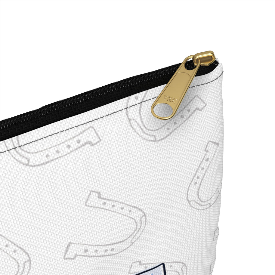 Personalized Horse Lover Accessory Pouch — “Mr. Steal Your Heart” Blue Hearts