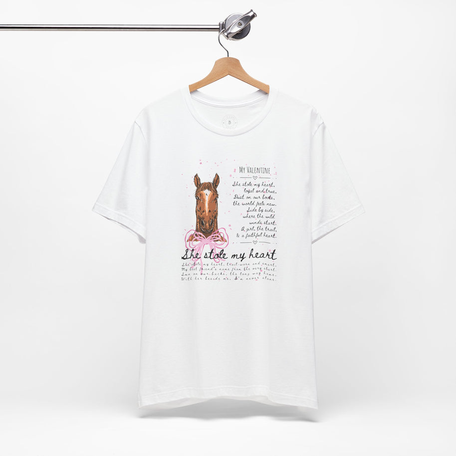 She Stole My Heart Horse Lover Tee — Personalized Illustrated Horse Portrait Shirt