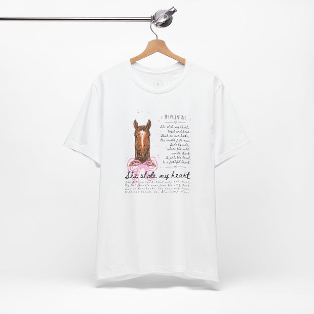 She Stole My Heart Horse Lover Tee — Personalized Illustrated Horse Portrait Shirt